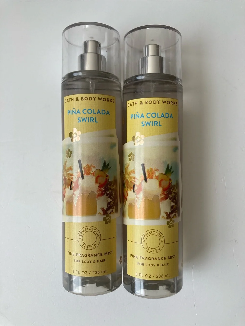 2 Pina Colada Swirl Body Mist 8 oz Bath & Body Works Lot Set